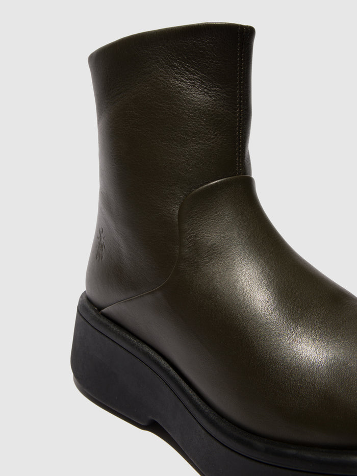 Flowfold Zip Up Ankle Boots MOLN155FLY MILITARY
