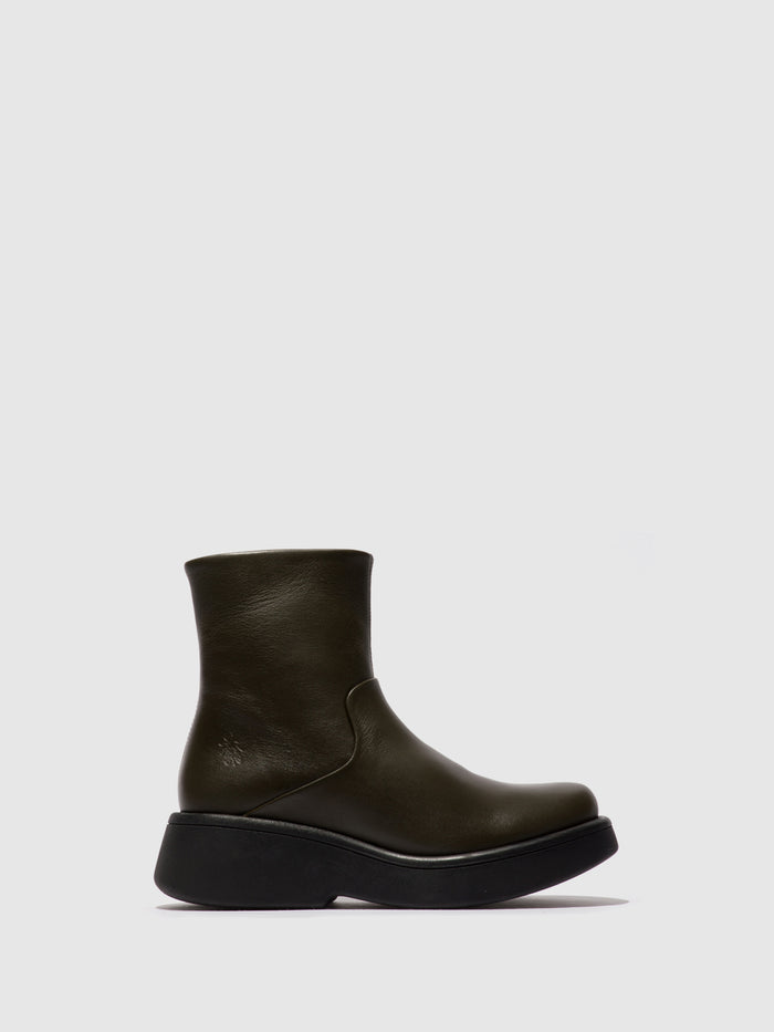 flowfold Zip Up Ankle Boots MOLN155FLY MILITARY