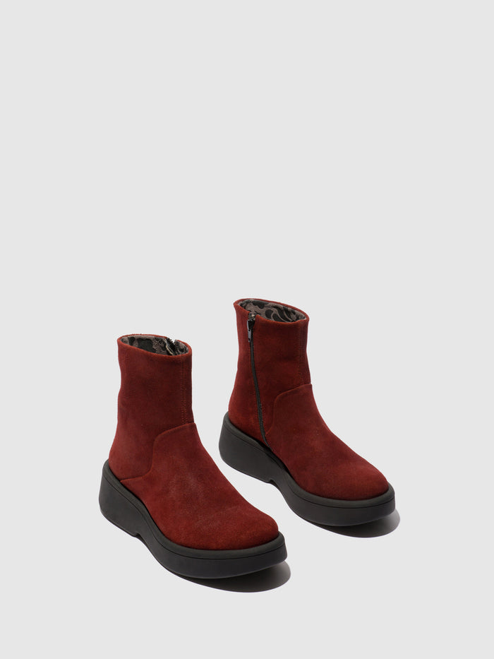 Flowfold Zip Up Ankle Boots MOLN155FLY OXBLOOD