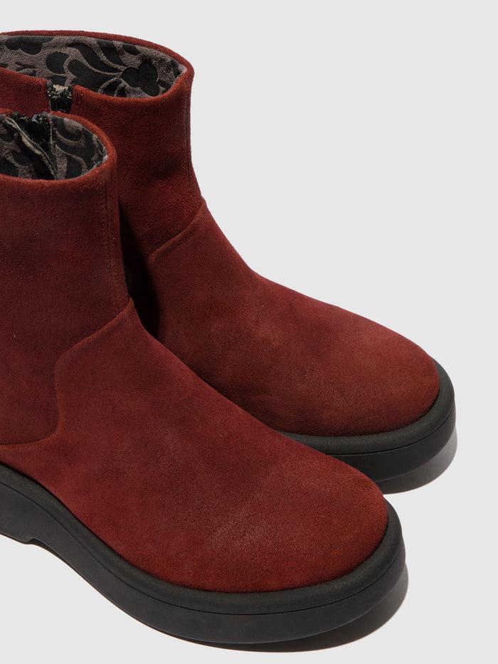 Flowfold Zip Up Ankle Boots MOLN155FLY OXBLOOD