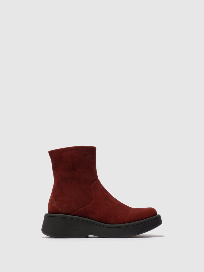 flowfold Zip Up Ankle Boots MOLN155FLY OXBLOOD