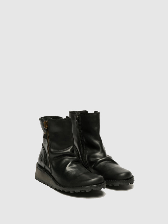 Flowfold Zip Up Ankle Boots MON944FLY BLACK