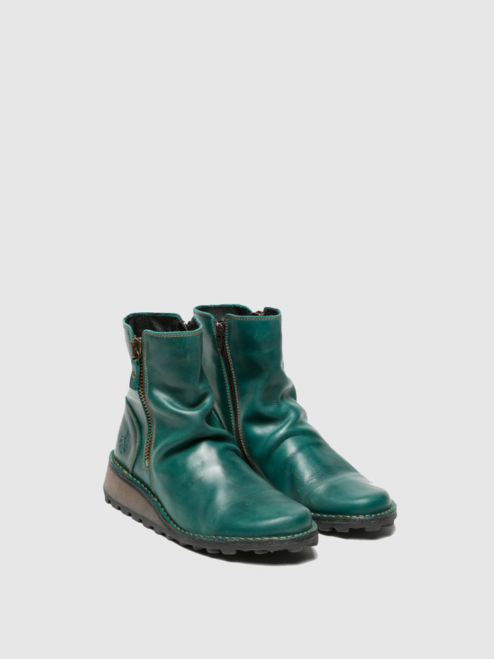 Flowfold Zip Up Ankle Boots MON944FLY PETROL