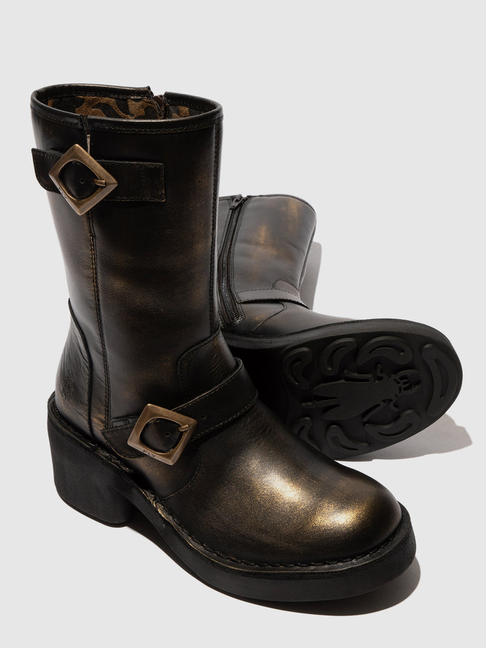 Flowfold Zip Up Ankle Boots NATY192FLY GOLD