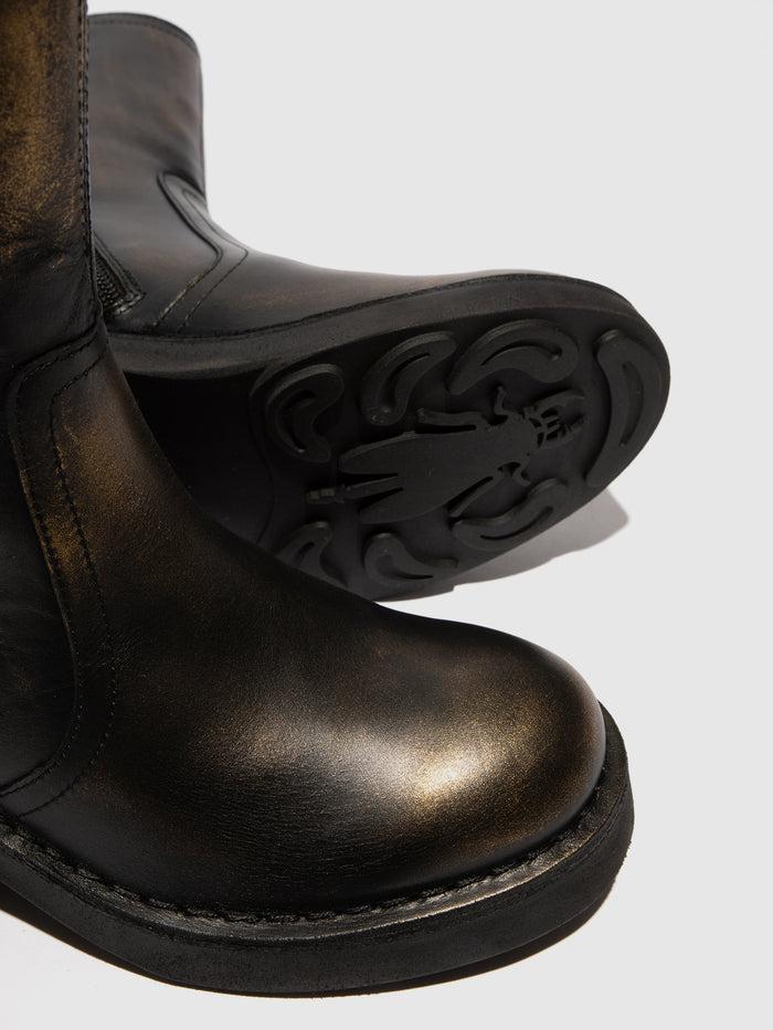 Flowfold Zip Up Ankle Boots NORE191FLY GOLD