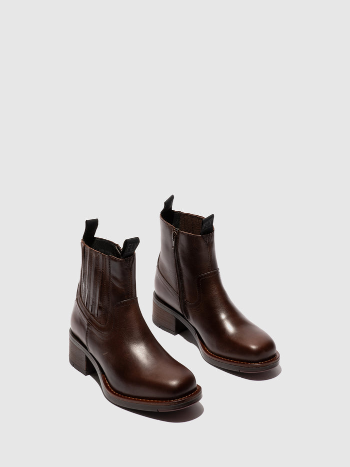 Flowfold Zip Up Ankle Boots RALI513FLY DK.BROWN