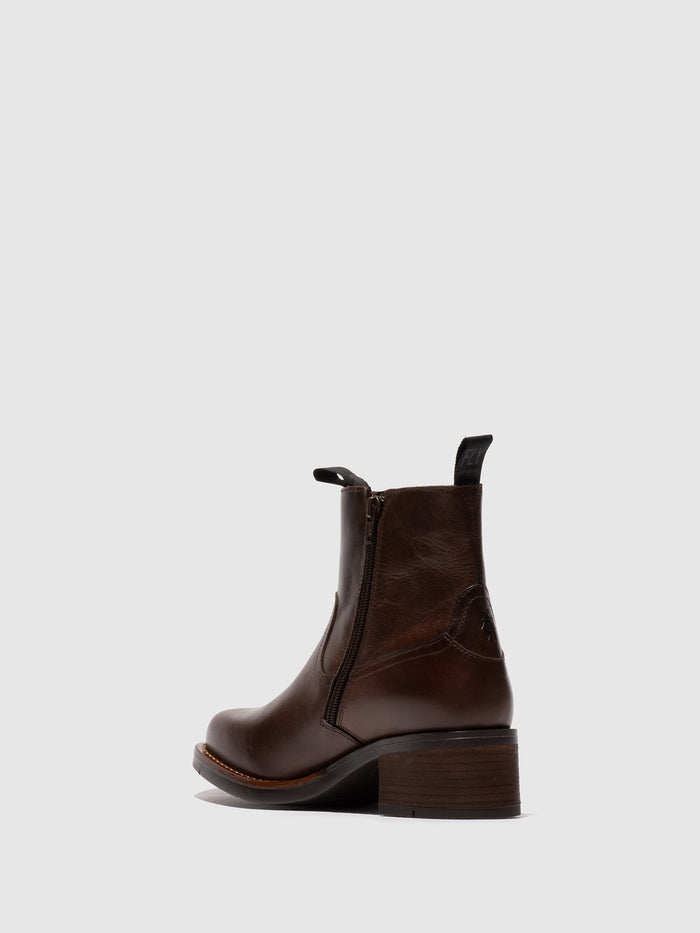 Flowfold Zip Up Ankle Boots RALI513FLY DK.BROWN
