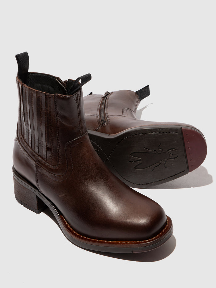 Flowfold Zip Up Ankle Boots RALI513FLY DK.BROWN