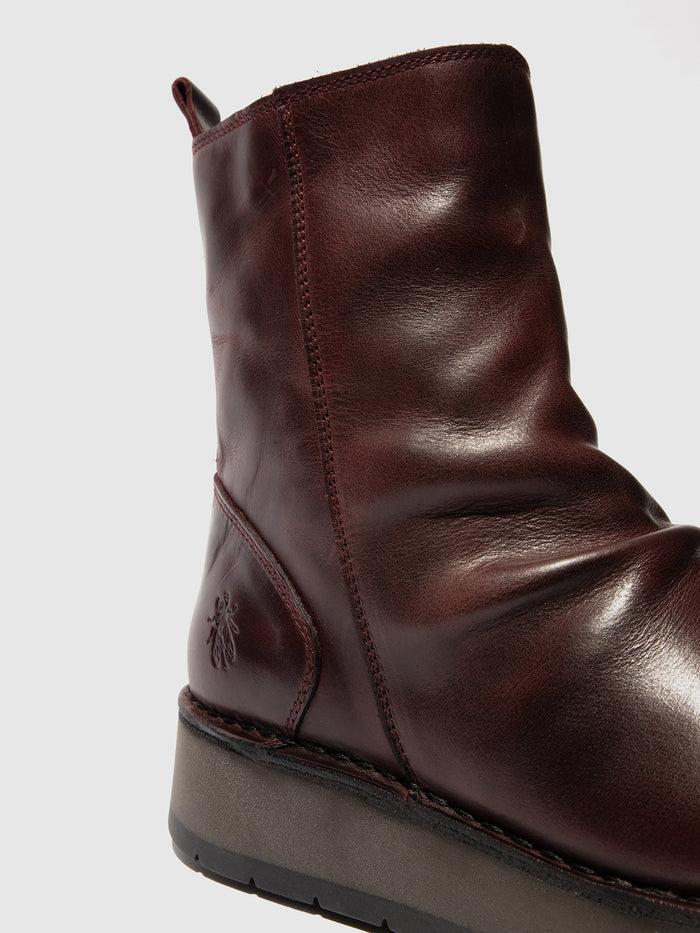 Flowfold Zip Up Ankle Boots RENO053FLY WINE