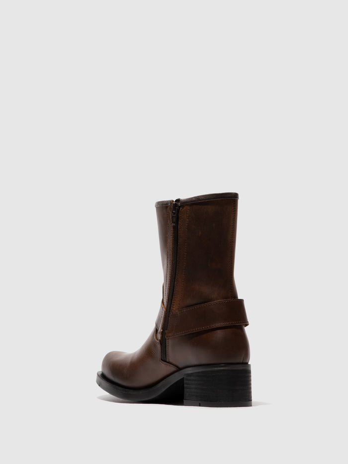 Flowfold Zip Up Ankle Boots REVA010FLY MOCCA