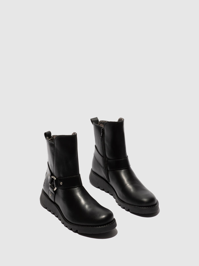 Flowfold Zip Up Ankle Boots SOCH136FLY BLACK