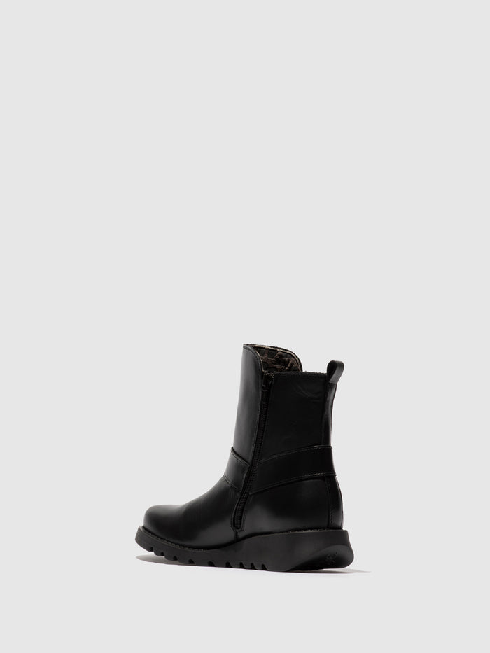 Flowfold Zip Up Ankle Boots SOCH136FLY BLACK