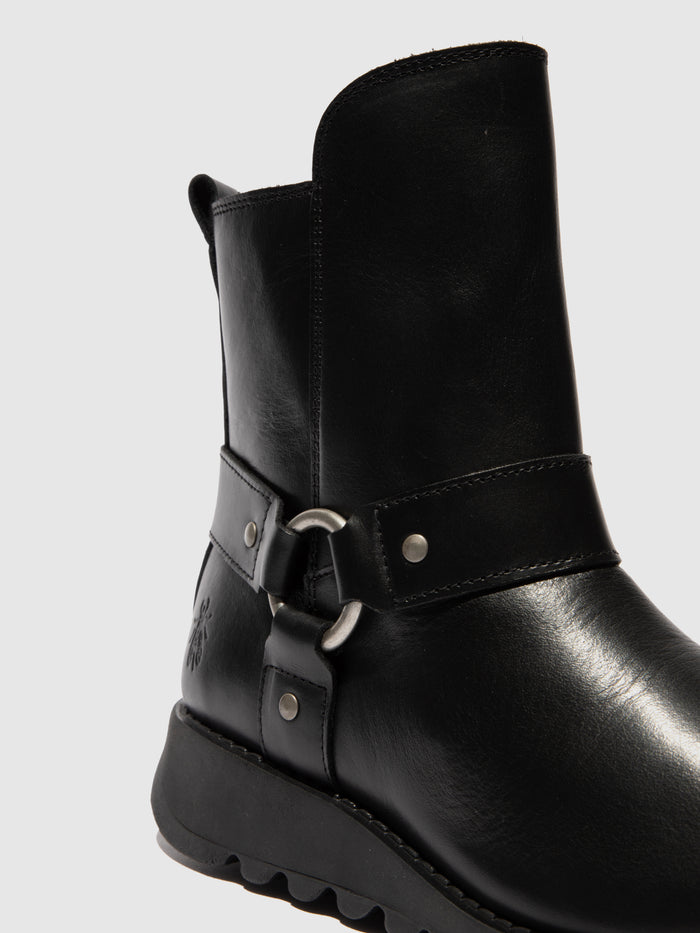 Flowfold Zip Up Ankle Boots SOCH136FLY BLACK