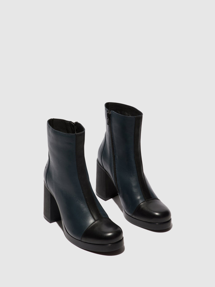 Flowfold Zip Up Ankle Boots STIR985FLY BLACK/NAVY