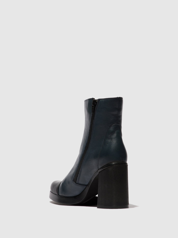 Flowfold Zip Up Ankle Boots STIR985FLY BLACK/NAVY