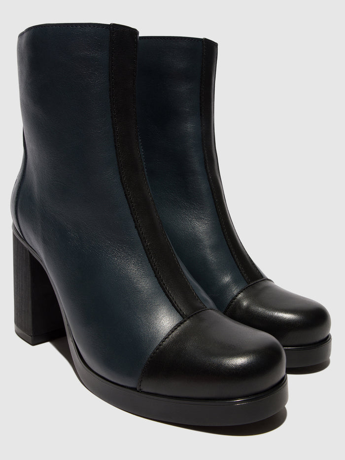 Flowfold Zip Up Ankle Boots STIR985FLY BLACK/NAVY