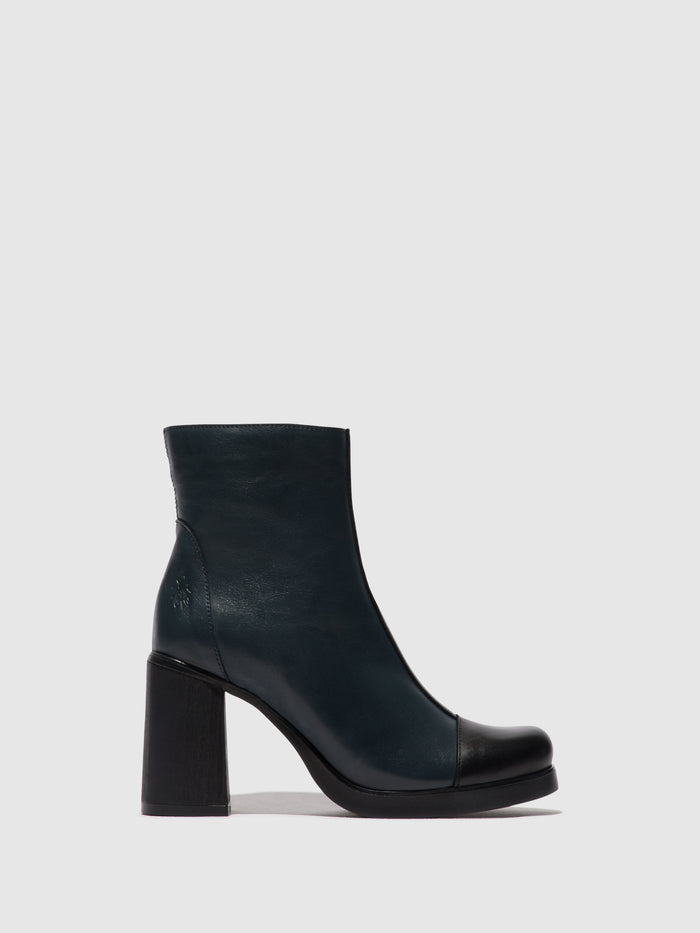 flowfold Zip Up Ankle Boots STIR985FLY BLACK/NAVY