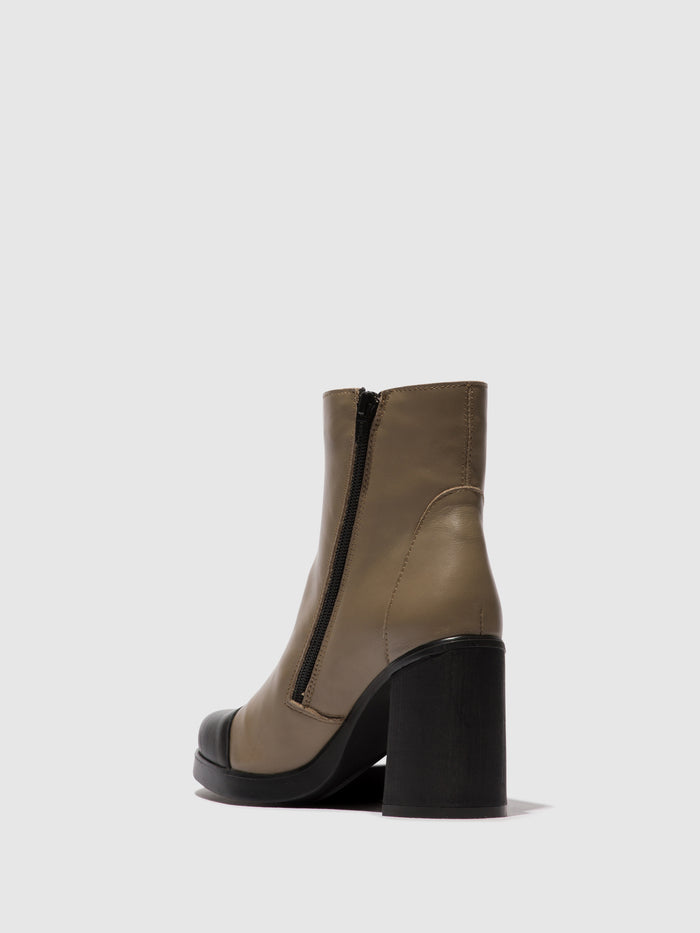 Flowfold Zip Up Ankle Boots STIR985FLY BLACK/TAUPE