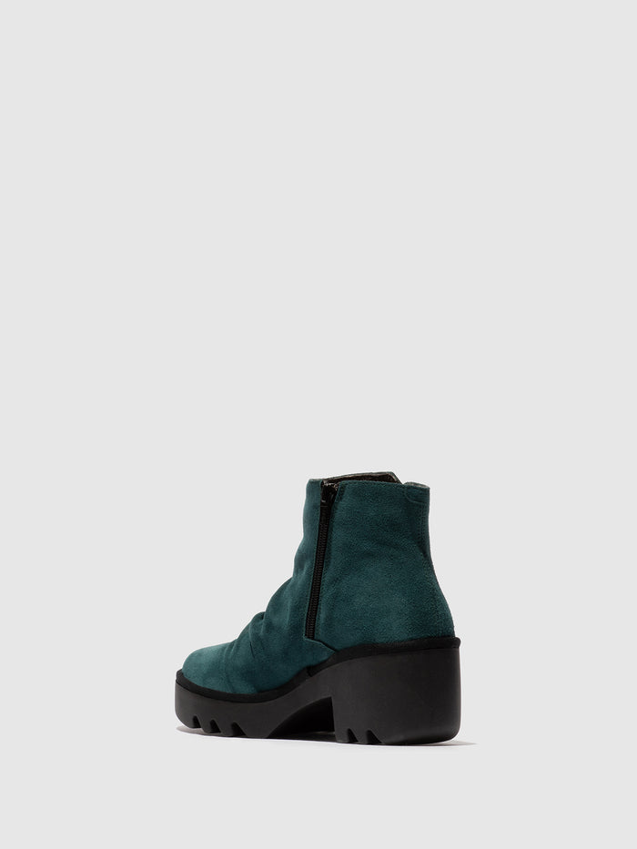 Flowfold Zip Up Ankle Boots TULP592FLY PETROL