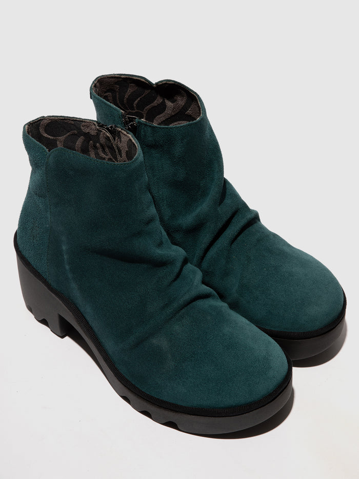 Flowfold Zip Up Ankle Boots TULP592FLY PETROL