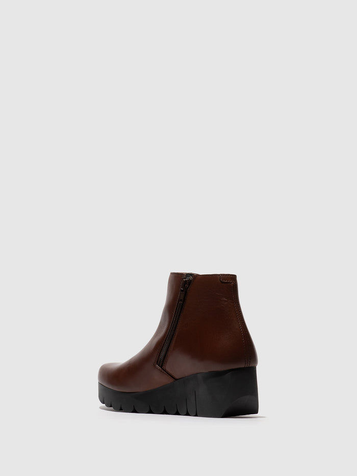 Flowfold Zip Up Ankle Boots VANG364FLY BROWN