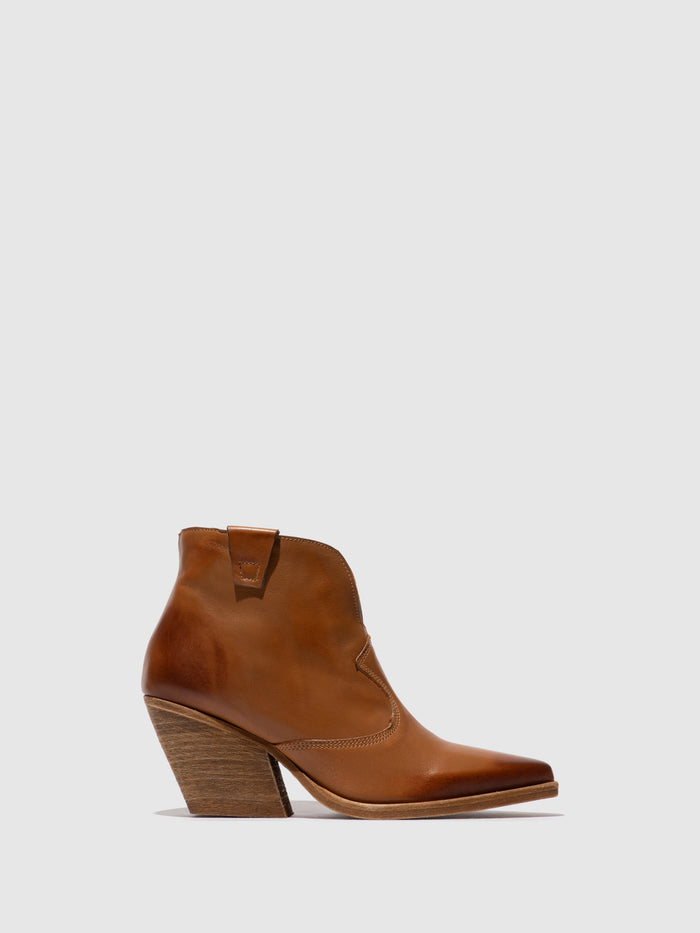 flowfold Zip Up Ankle Boots WAXI185FLY CAMEL