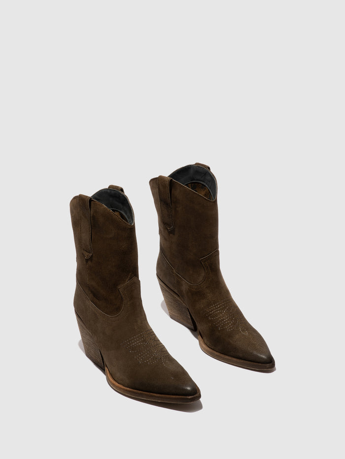 Flowfold Zip Up Ankle Boots WOFY093FLY MILITARY