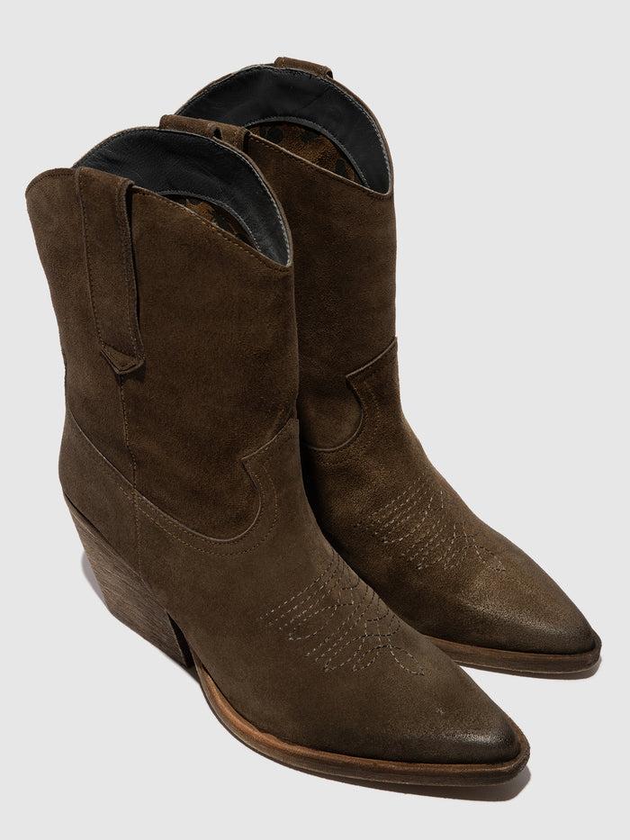 Flowfold Zip Up Ankle Boots WOFY093FLY MILITARY