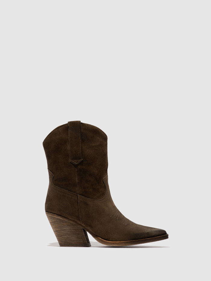 flowfold Zip Up Ankle Boots WOFY093FLY MILITARY