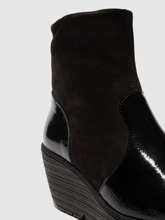 Flowfold Zip Up Ankle Boots YUXI506FLY BLACK/BLACK