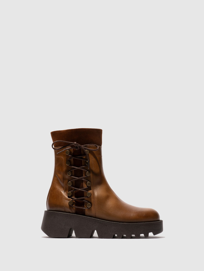 flowfold Zip Up Ankle Boots ZAKU313FLY CAMEL