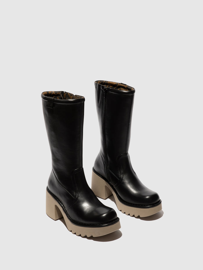 Flowfold Zip Up Boots MYRE259FLY BLACK (TAUPE SOLE)