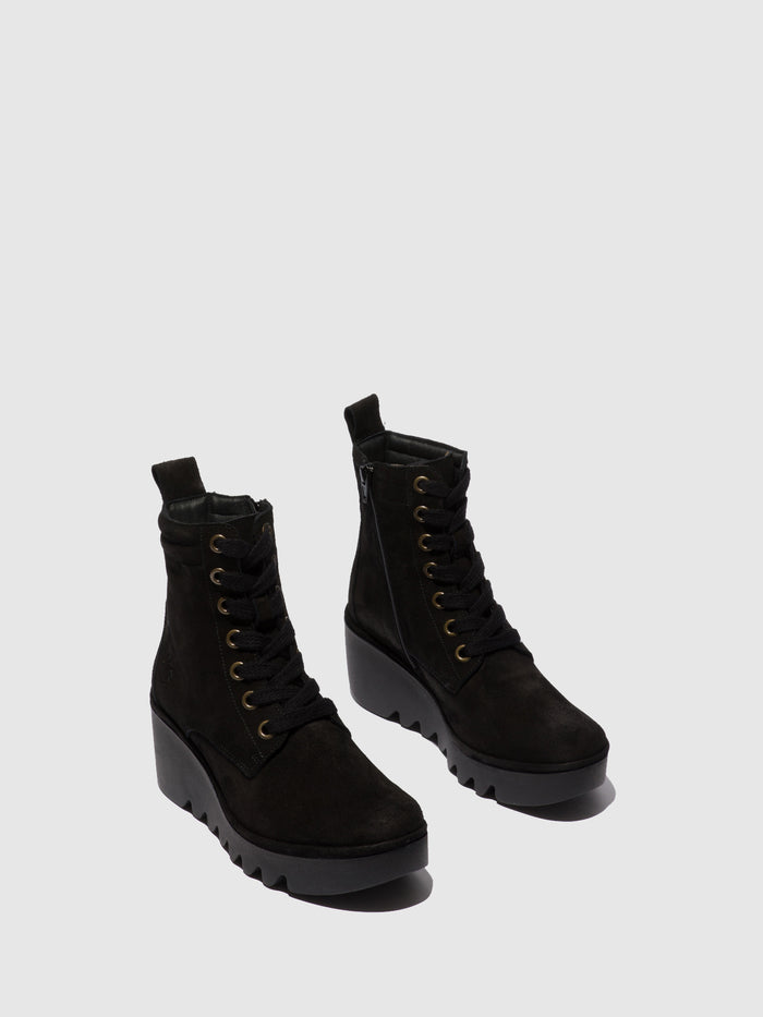 Flowfold Lace-up Ankle Boots BIAZ329FLY OILSUEDE BLACK