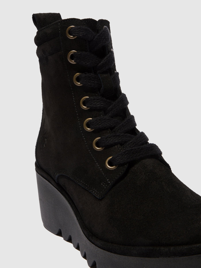 Flowfold Lace-up Ankle Boots BIAZ329FLY OILSUEDE BLACK