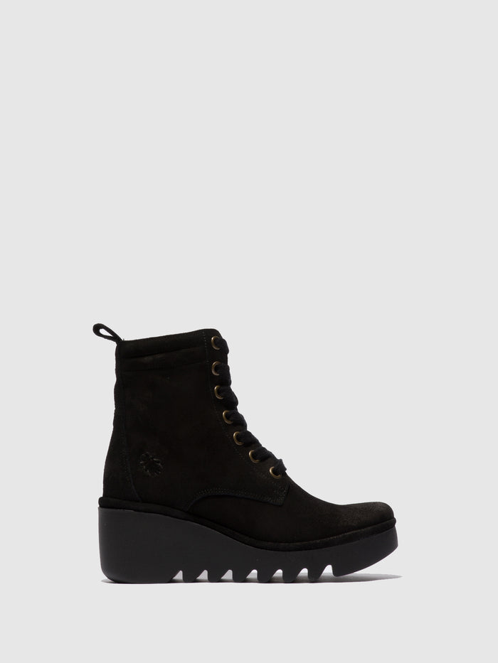 flowfold Lace-up Ankle Boots BIAZ329FLY OILSUEDE BLACK