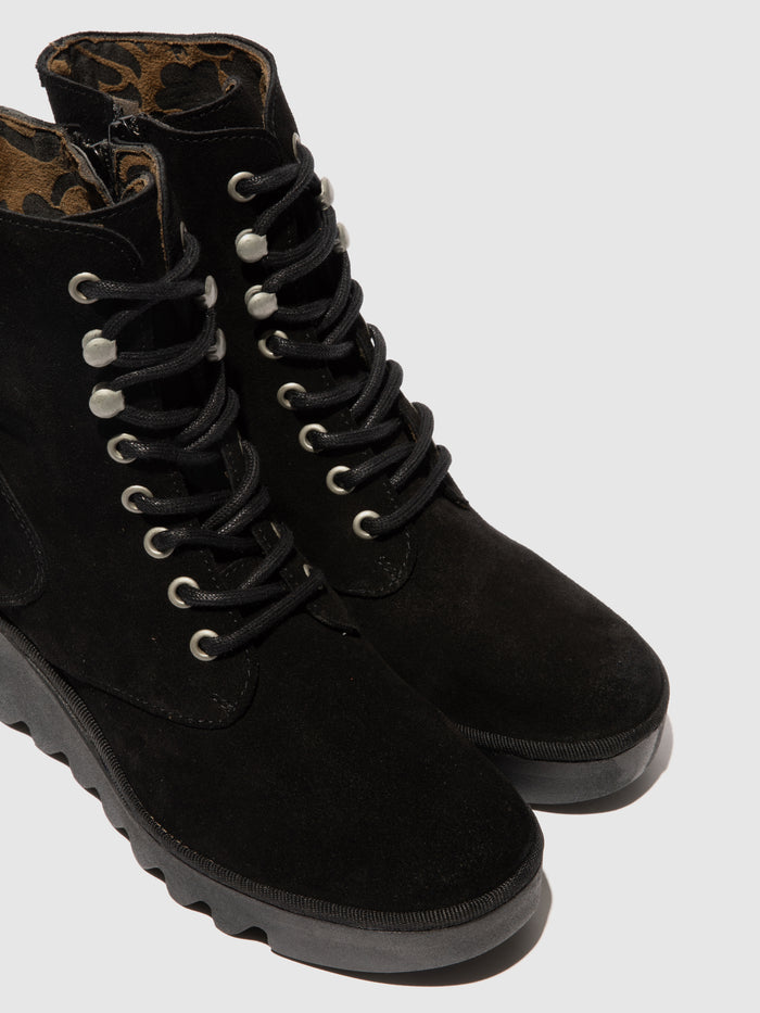 Flowfold Lace-up Ankle Boots BIRR534FLY OIL SUEDE BLACK