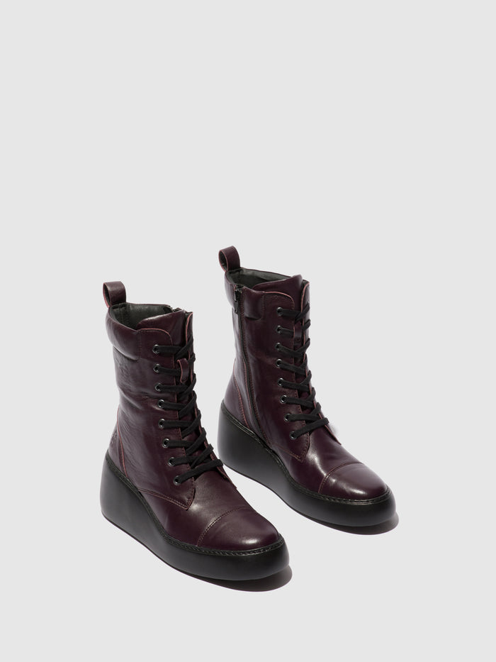 Flowfold Lace-up Ankle Boots DAFF641FLY DARK PURPLE