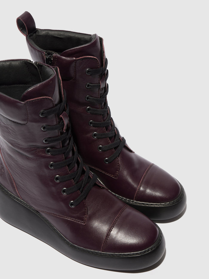 Flowfold Lace-up Ankle Boots DAFF641FLY DARK PURPLE