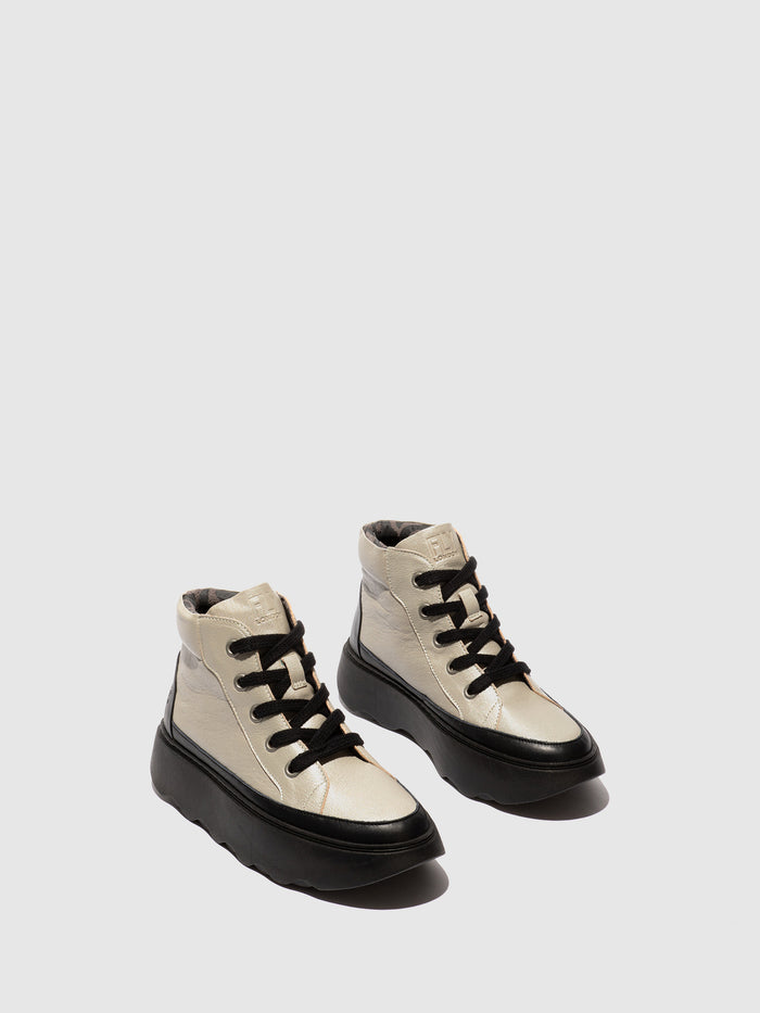 Flowfold Lace-up Ankle Boots FECH726FLY SILVER/BLACK