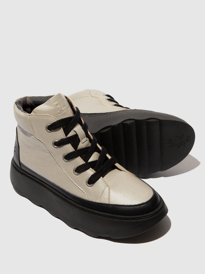Flowfold Lace-up Ankle Boots FECH726FLY SILVER/BLACK