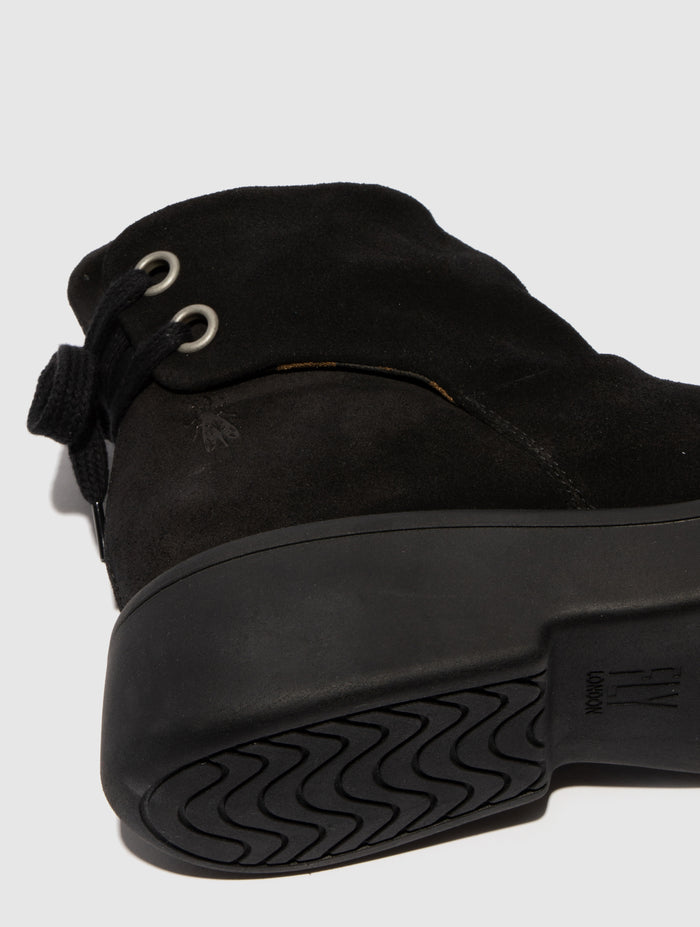 Flowfold Lace-up Ankle Boots MEBS189FLY OIL SUEDE BLACK