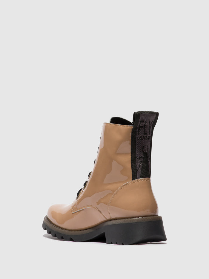 Flowfold Lace-up Ankle Boots RAGI539FLY CAPUCCINO (BLACK SOLE)