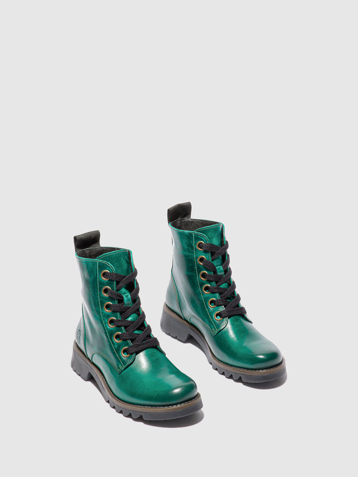 Flowfold Lace-up Ankle Boots RAGI539FLY RUG SHAMROCK GREEN