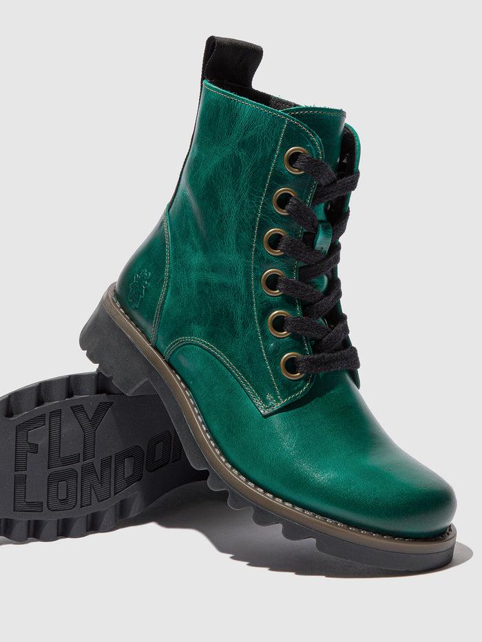 Flowfold Lace-up Ankle Boots RAGI539FLY RUG SHAMROCK GREEN