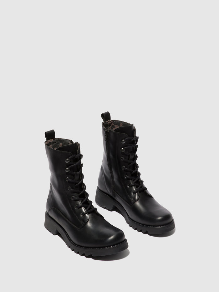 Flowfold Lace-up Ankle Boots REID893FLY BLACK (ALL BLACK)