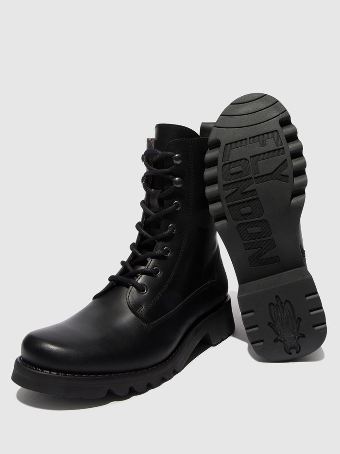 Flowfold Lace-up Ankle Boots REID893FLY BLACK (ALL BLACK)