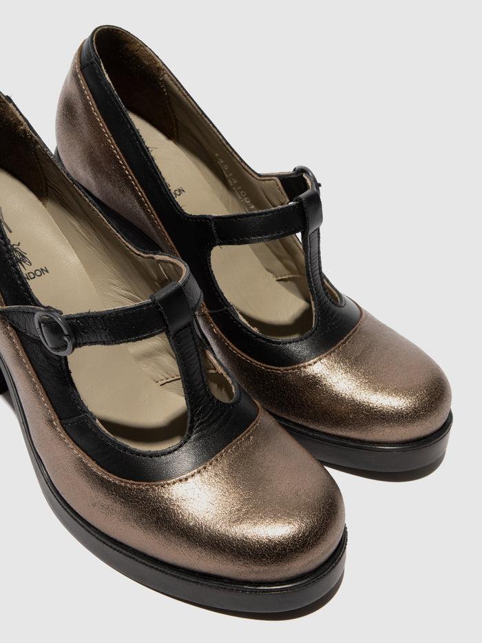 Flowfold Mary Jane Shoes SEIF141FLY DARK GOLD/BLACK