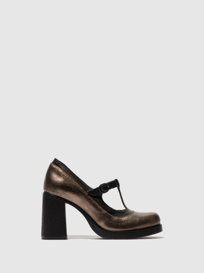 flowfold Mary Jane Shoes SEIF141FLY DARK GOLD/BLACK