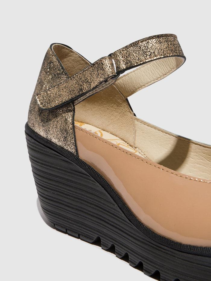 Flowfold Mary Jane Shoes YAWO345FLY CAPUCCINO/CHAMPAGNE