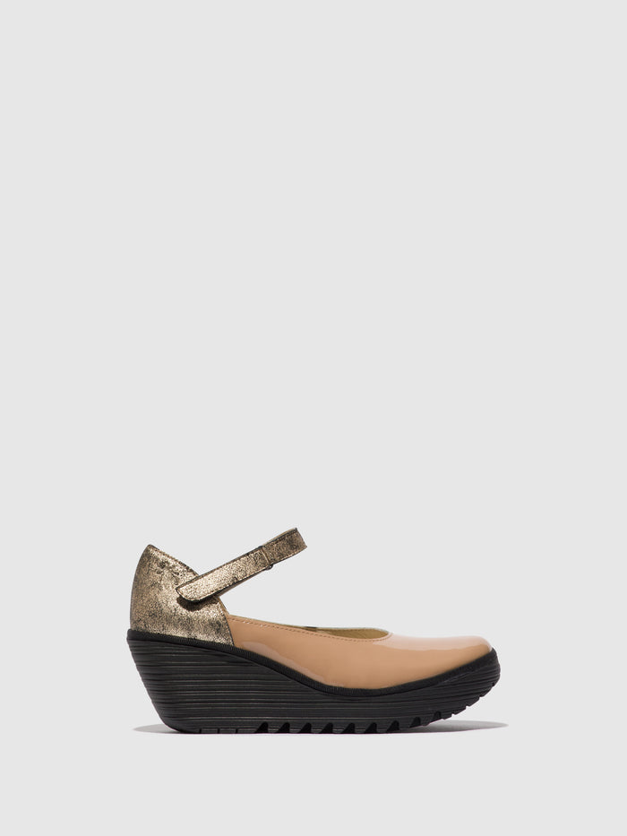 flowfold Mary Jane Shoes YAWO345FLY CAPUCCINO/CHAMPAGNE